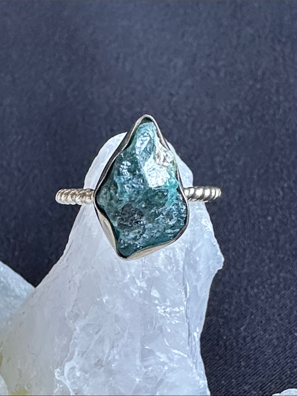 Grandidierite NWOT ring. Genuine gemstone in raw Freeform shape. 925 stamped